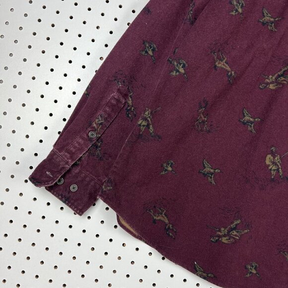 Woolrich Flannel Hunting Long Sleeve Shirt Size XL Maroon Deer Bird Hunting Men - Picture 5 of 7